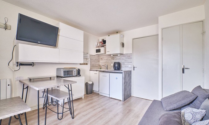 Les Deux Alpes Apartamento | Apartamento estudio 'Les 2 Alpes' con vistas a la montaña y balcón