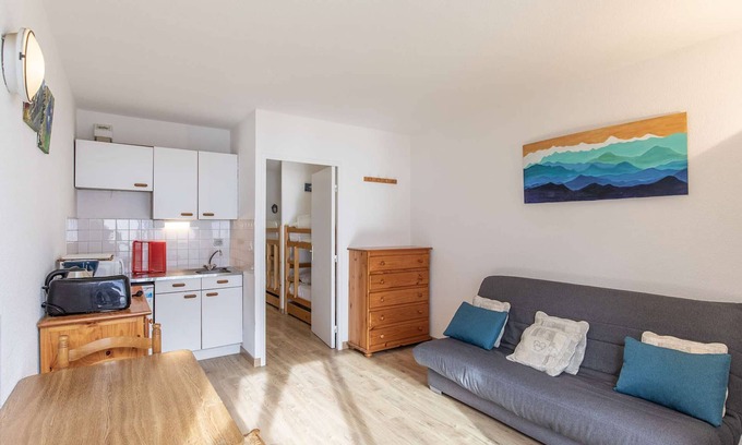 La Mongie Apartamento | Estudio con cabina para 4 personas, balcón sur, parking cubierto, ¡a 20m de las pistas!