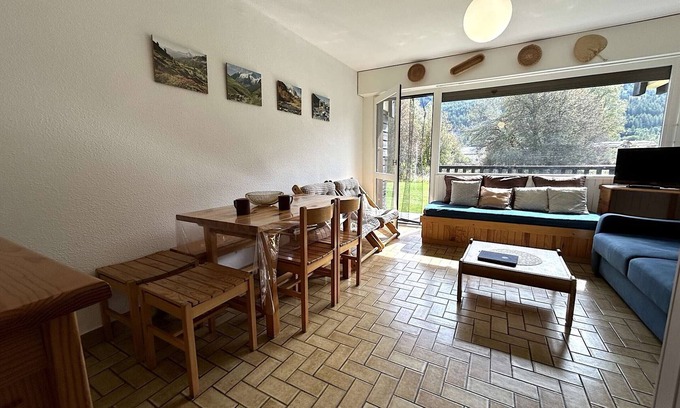 Monetier-les-Bains Apartamento | Estudio con área de montaña, 4 plazas, vista a los Alpes y balcón, cerca de Serre Chevalier