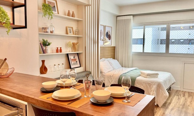 Matriz Apartamento | Studio premium Shopping Curitiba with air and garage