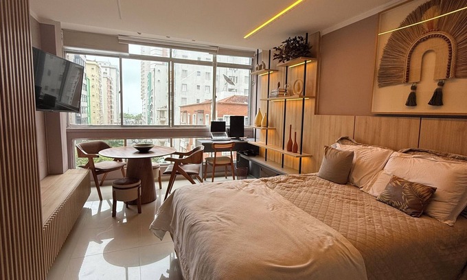 Boqueirao Apartamento | Studio with unobstructed sea views, luxury and comfort 1 block from the beach!