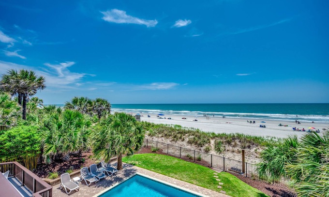 Myrtle Beach Casa | Precioso frente al mar 6 habitaciones w / piscina Spa y sala de juegos!