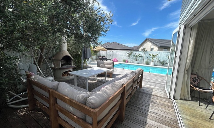 Papamoa Beach Casa | Stunning Family Home with Pool, Spa & Walk to Beach in Papamoa