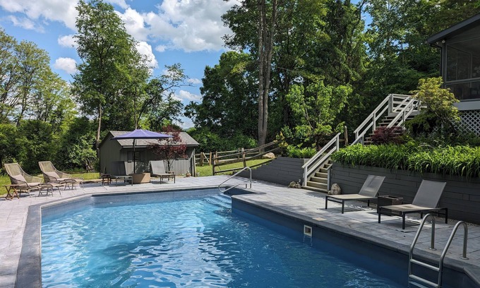 Great Barrington Casa | Stunning Great Barrington Oasis with w/Pool, Deck, Firepit, Nature Trail