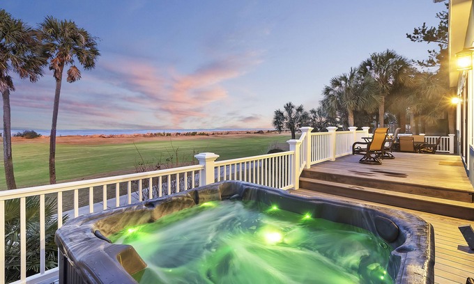 Ocean Point Casa | STUNNING Oceanfront Home! Golf & Ocean Views, Hot Tub, Golf Cart, Pool Access!