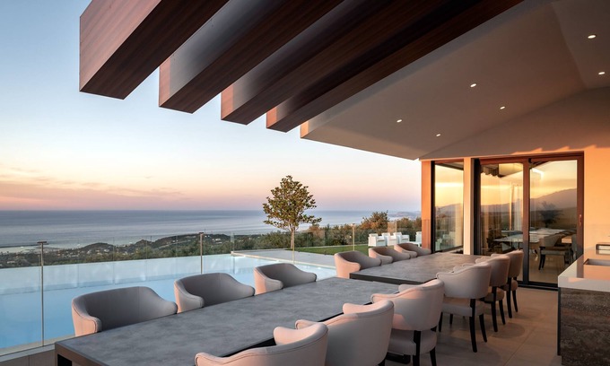 Somatas Villa | Stunning Views, Heated Pool, Hot Tub, Sauna, Gym, Home Cinema, and Full Privacy: by etouri