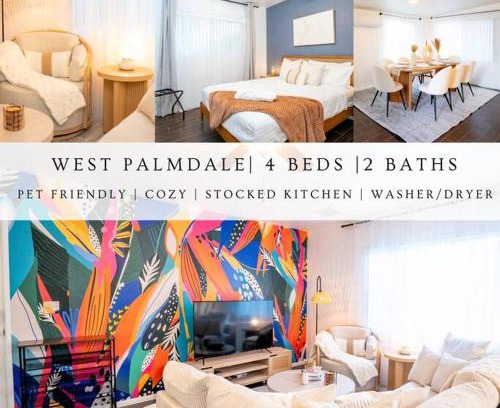 Palmdale Casa | Stylish Cozy, Aesthetic, Stocked Kitchen, and Pet Friendly