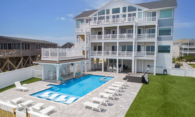 Hatteras Casa | SUMMER SAVINGS - Premier Oceanfront Estate w/ Pool, Hot Tubs, Elevator, and More