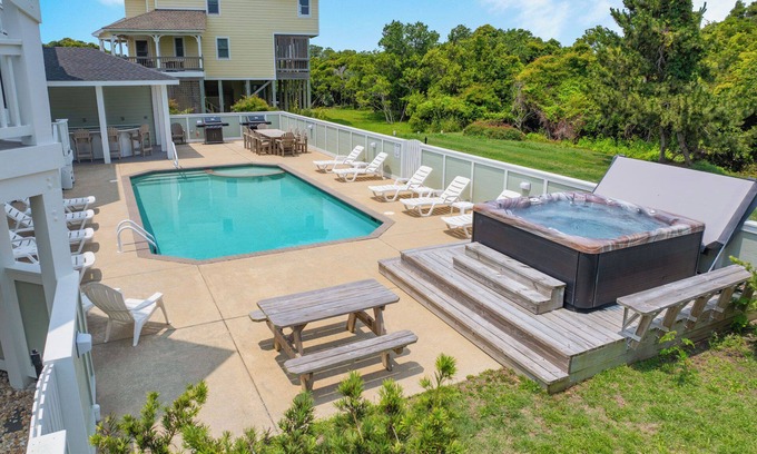 Hatteras Casa | SUMMER SAVINGS - Premier Semi-Oceanfront Dog Friendly w/ Pool, Hot Tub, Elevator