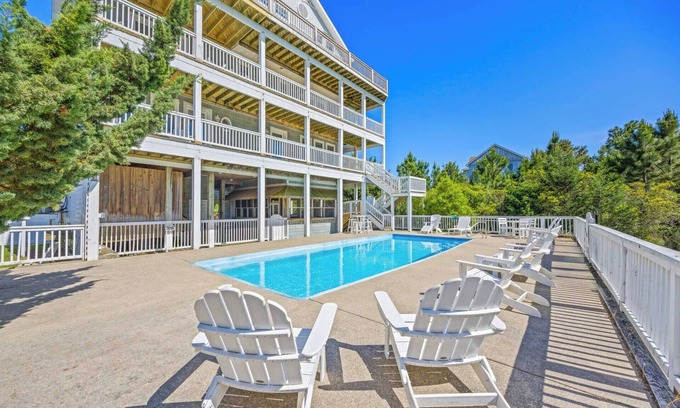 Wind Over Waves Casa | SUMMER SAVINGS- Soundside Dog Friendly Home w Pool, Hot Tub, Basketball, Theater