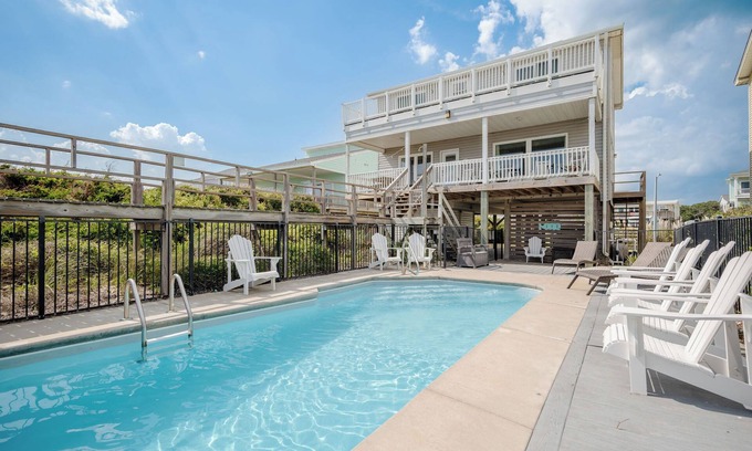 Yaupon Beach Casa | Summerchase: Oceanfront Home with Private Swimming Pool, Covered Porch, Decks