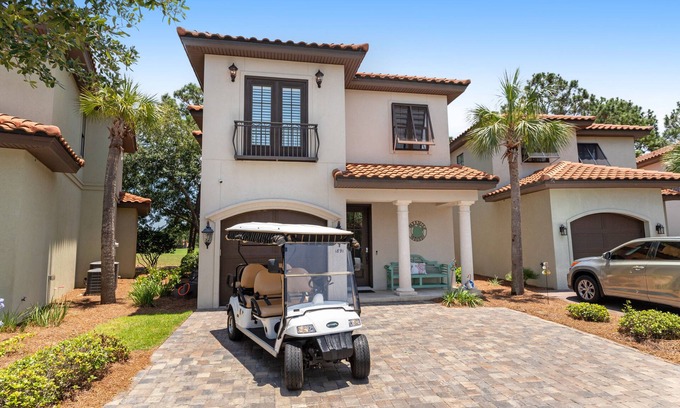 Villa Lago Casa | Sunny getaway with 2 golf carts, patio, grill, pool, & tennis