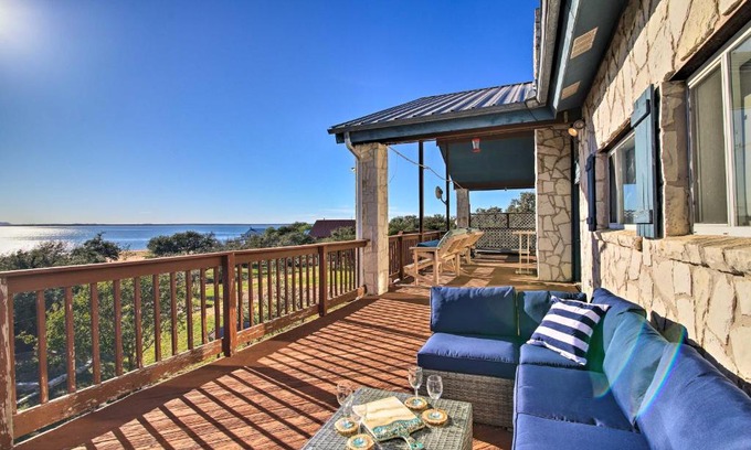 Burnet Casa | Sunny Lakefront Escape with Private Beach and Deck