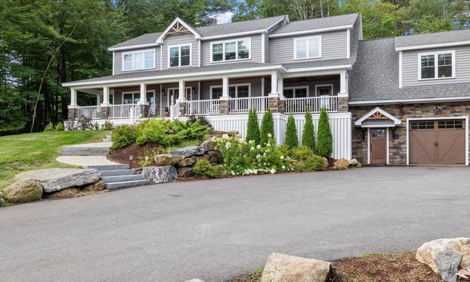 Gilford Casa | Sunset Veranda with peekaboo views of Winnipesaukee!