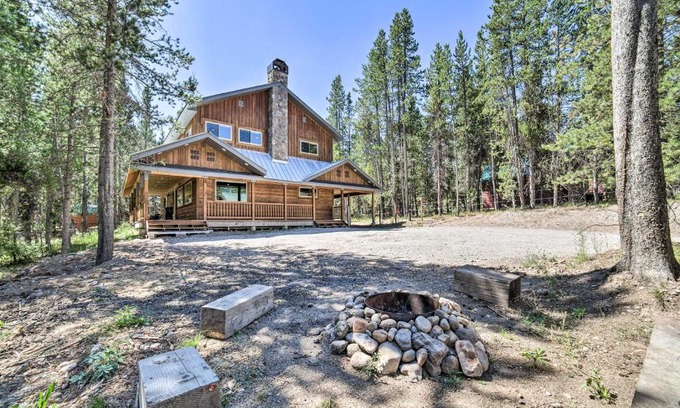 Island Park Casa | Swiss Cabin in Macks Inn Game Room and Fire Pit!
