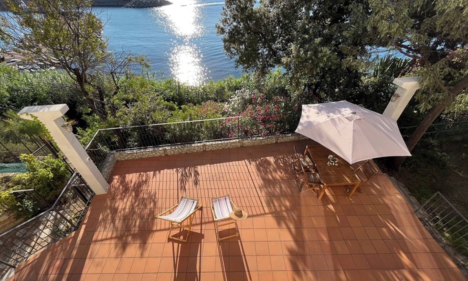 Santa Maria Navarrese Casa | Terraza del amanecer sobre el mar, casa sobre el mar