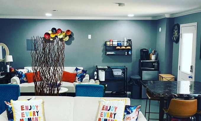 Powder Springs Casa | The Classy Cave! A spacious, basement suite hideaway w/ hotel style kitchenette.