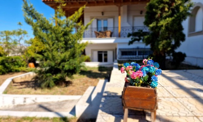Ormos Agiou Ioannou Villa | Villa de lujo con fantásticas vistas al mar, cerca del aeropuerto