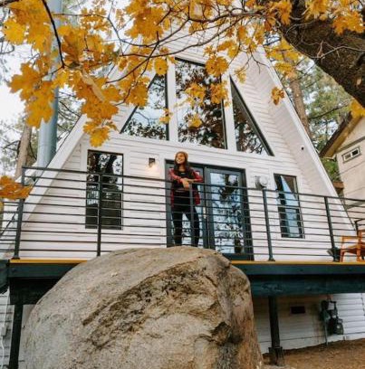 Running Springs Chalet De Esquí | The Scandia “A-Frame Chalet” Fireplace & Hot tub
