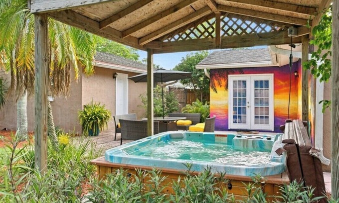 St. Petersburg - Clearwater Casa | The Sunshine Sanctuary with Hot Tub, Game Room and Fire Pit