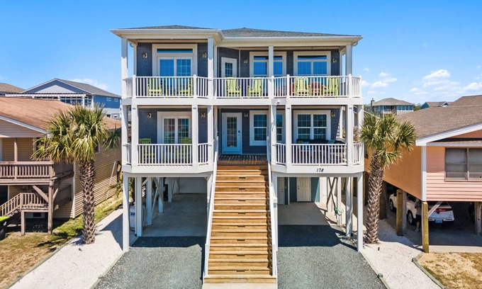 Holden Beach Casa | 5 dormitorios, segunda fila, opc. Piscina climatizada, bañera de hidromasaje, bar Tiki, acceso privado a la playa