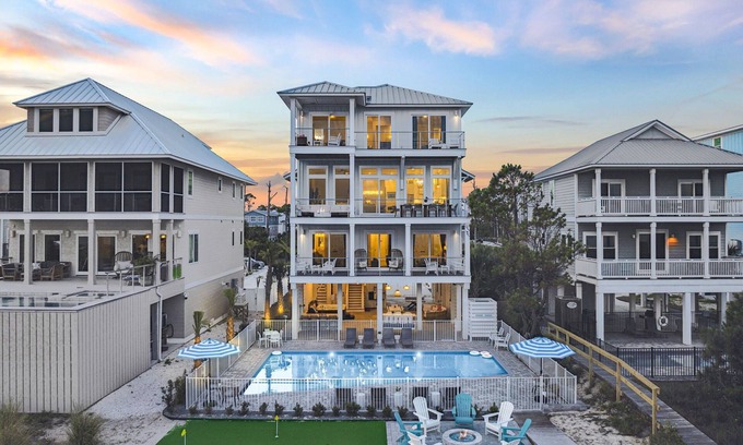 Cape San Blas Casa | Tides Beach House: Beachfront New Build- Sleeps 30, Pet Friendly, Priv. Pool