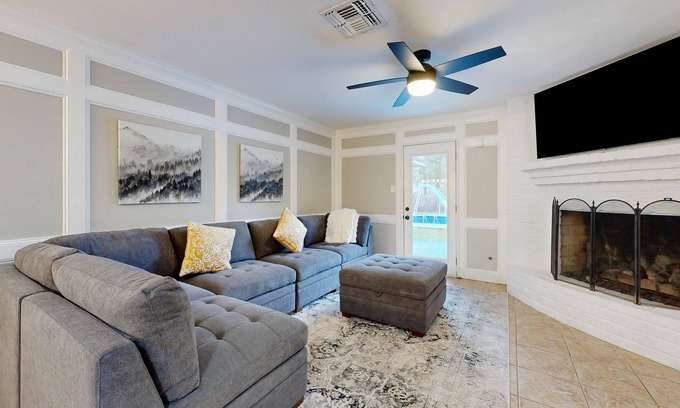 Grogan's Mill Casa | Tree-lined property with pool, bikes, gas fireplace, & separate casita - dogs ok