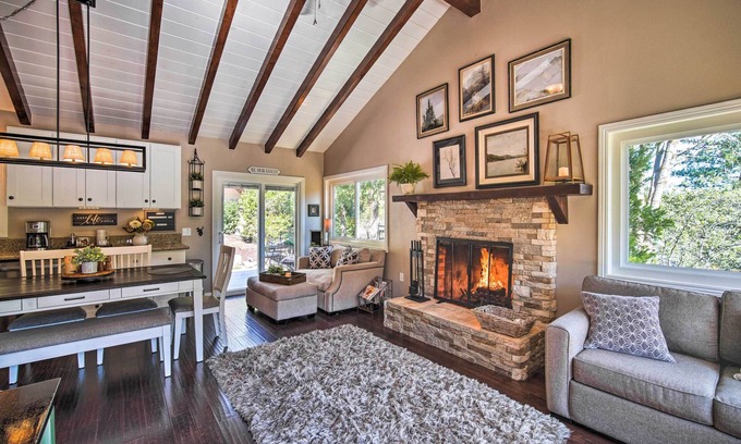 Lake Arrowhead Cabaña | Tree-Lined Twin Peaks Cottage w/ Custom Stream