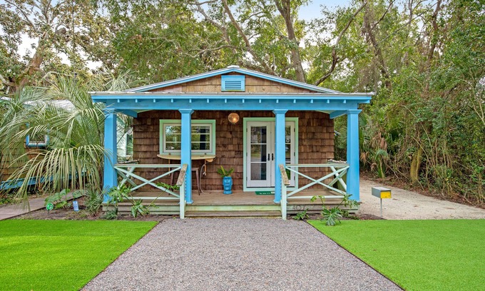 Folly Beach Casa | Trio of coastal cottages with private courtyard, full kitchens, & WiFi - dogs ok