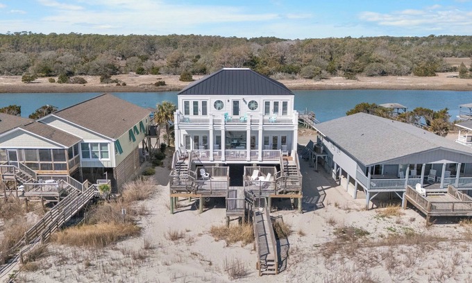 Pawleys Island Casa | Twin Views - Oceanfront w/Creek Dock, 7-Bedrooms