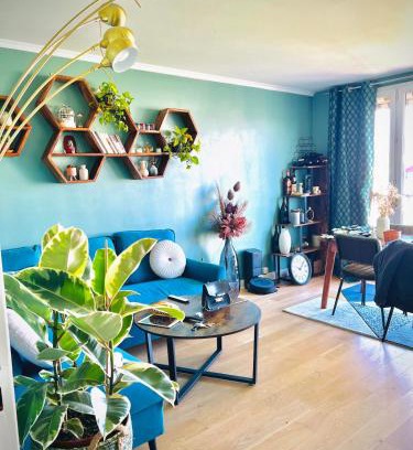 Montrouge Apartamento | Un Cocon Vert Canard à côté Paris 14ème - 3 pièce de 70m2 avec 2 chambres et un grand salon lumineux