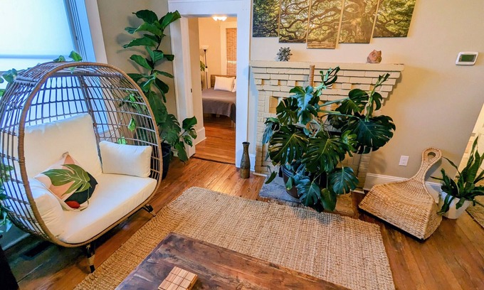 Woodfin Casa | Unique Bungalow Lots of Plants Close to Downtown