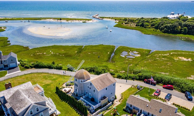 West Hyannisport Casa | Unique oceanfront windmill with breathtaking views of Nantucket Sound.