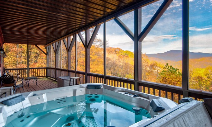 Frank Cabina | Up Here In the Mountains - Luxury Cabin in Newland with Views, Hot Tub, & Pool Table!