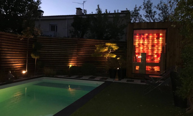 Ancely Casa | Urban House Toulouse: casa moderna, jardín zen de estilo japonés, piscina