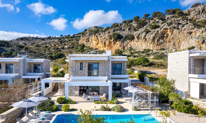 Afandou Villa | villa de la isla urbana, sublime vista al mar área de la naturaleza
