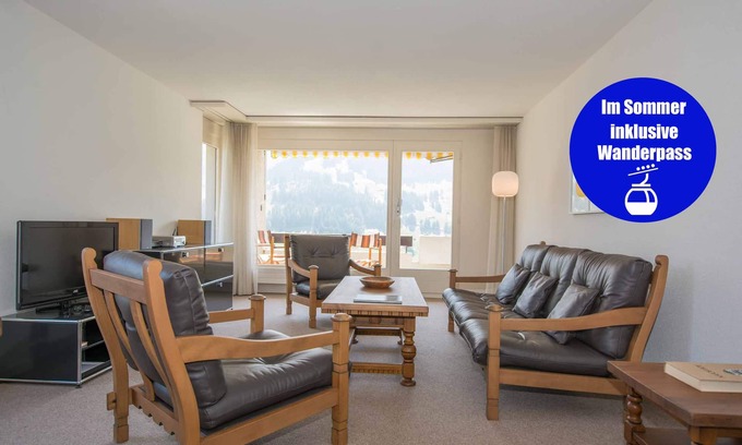Adelboden Apartamento | Apartamento 3 piezas para 4 personas. Balcón con vistas a las montañas.