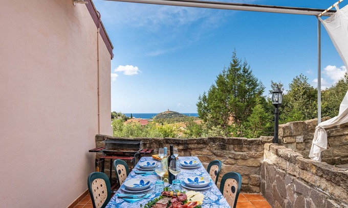 Chia Casa | Casa de vacaciones "Villa Leonardo Sud Sardegna" con vistas al mar, terraza privada y Wi-Fi