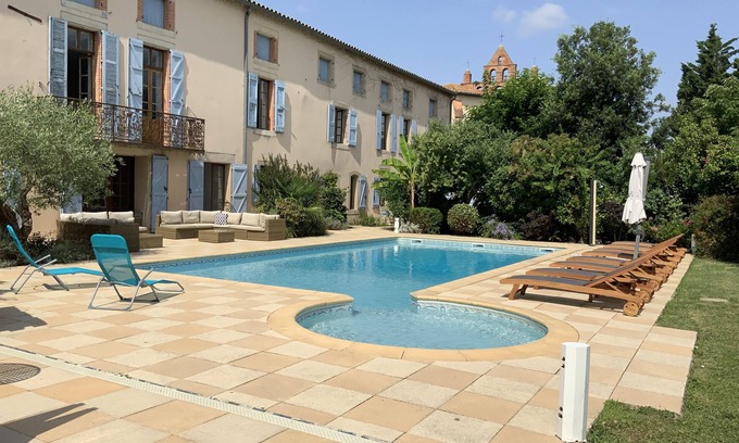 Caignac Casa | Casa muy espaciosa, piscina climatizada, cancha de tenis, sala de juegos, 2 acres de jardín