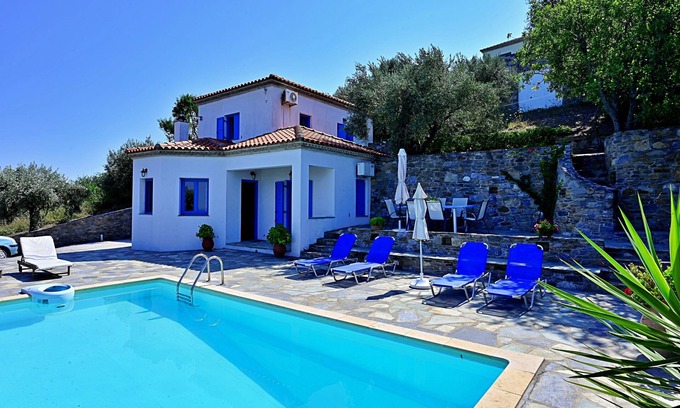 Skopelos Town Villa | Villa Afroditi- Panoramic view - Private swimming pool