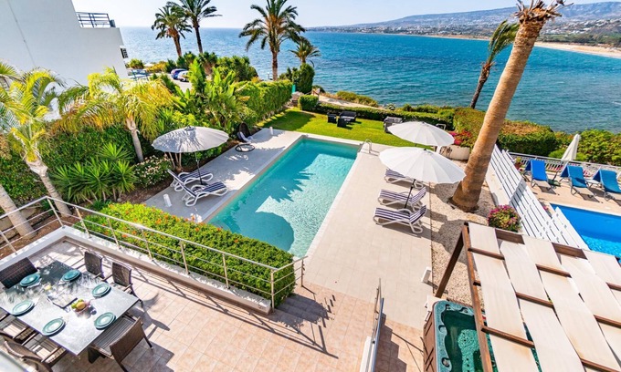 Kissonerga Villa | Beach Front Villa Aqua Blu by Ezoria Villas
