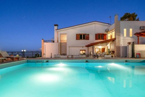 Kalamos Casa | Villa Cleopatra - Seaview, Pool & Tennis court