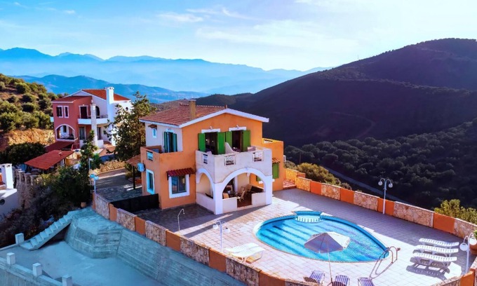 Agia Otro | Villa Erato in Stalos in Secluded Place with Pool, BBQ, Jacuzzi, Sea Views
