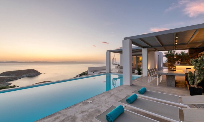Kea Villa | Villa Meli, lujosa villa contemporánea nueva, piscina privada, impresionantes vistas al mar