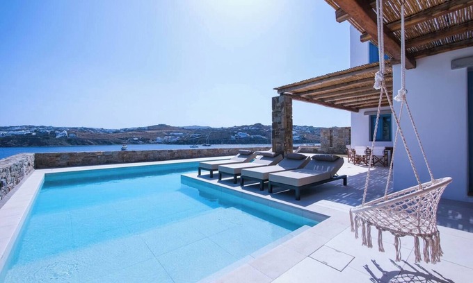 Kanalia Villa | Villa 'Myko Grand' con vistas al mar, Wi-Fi y aire acondicionado