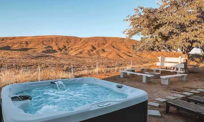 Pioneertown Casa | Walk to Pappys, Mountain Views, Hot Tub, Soaking Pool · Cosmic Cowboy