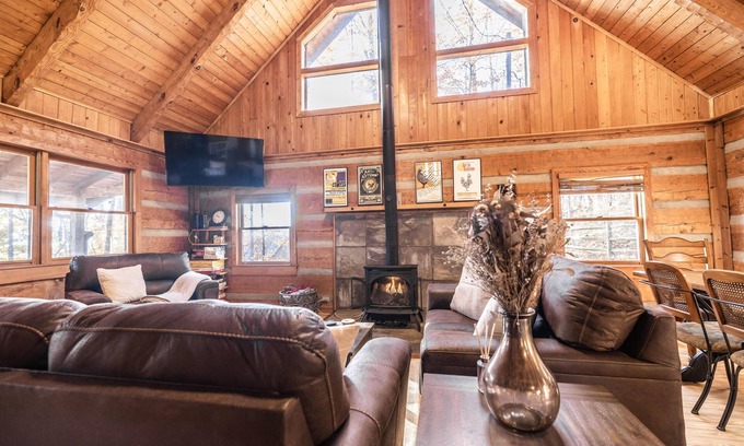 Candler Cabina | Water & Power! Dog Friendly Cabin with Fenced Yard, Hot Tub