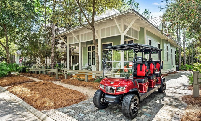 Forest District Casa | WaterColor Bliss with Beach Club Access, Bikes, Electric Cart, and Screened Porch with Fireplace.
