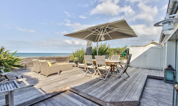 Asnelles Casa | Casa frente al mar, gran terraza y frente al mar - Balcón en Arromanches