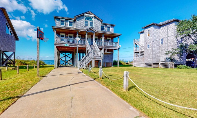 Frisco Casa | Waterfront House w/ Private Hot Tub - Ocean Views, WiFi, AC, Gas Fireplace, W/D